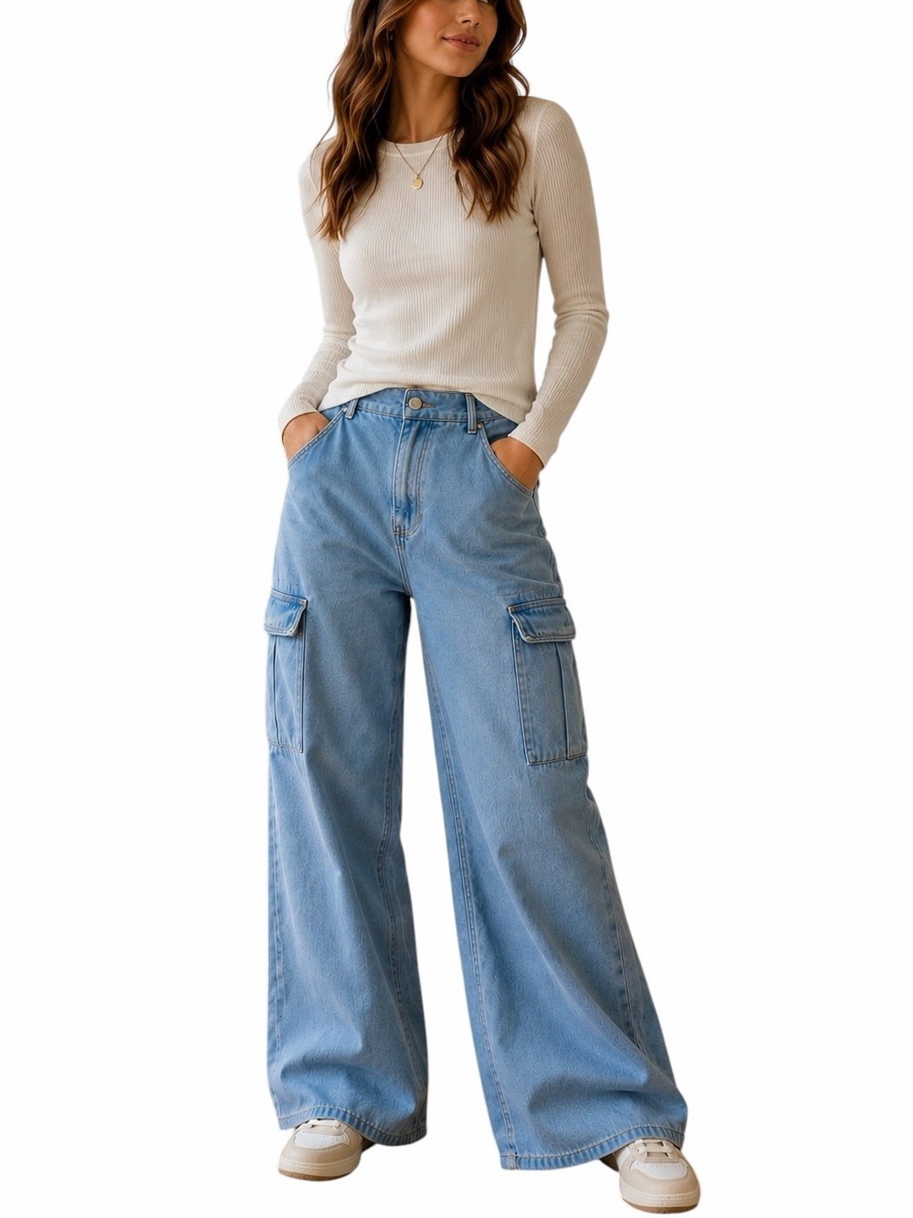 LOFT The Wide Leg Cargo Jeans  Size 18 34 High Rise Medium Wash Utility Denim